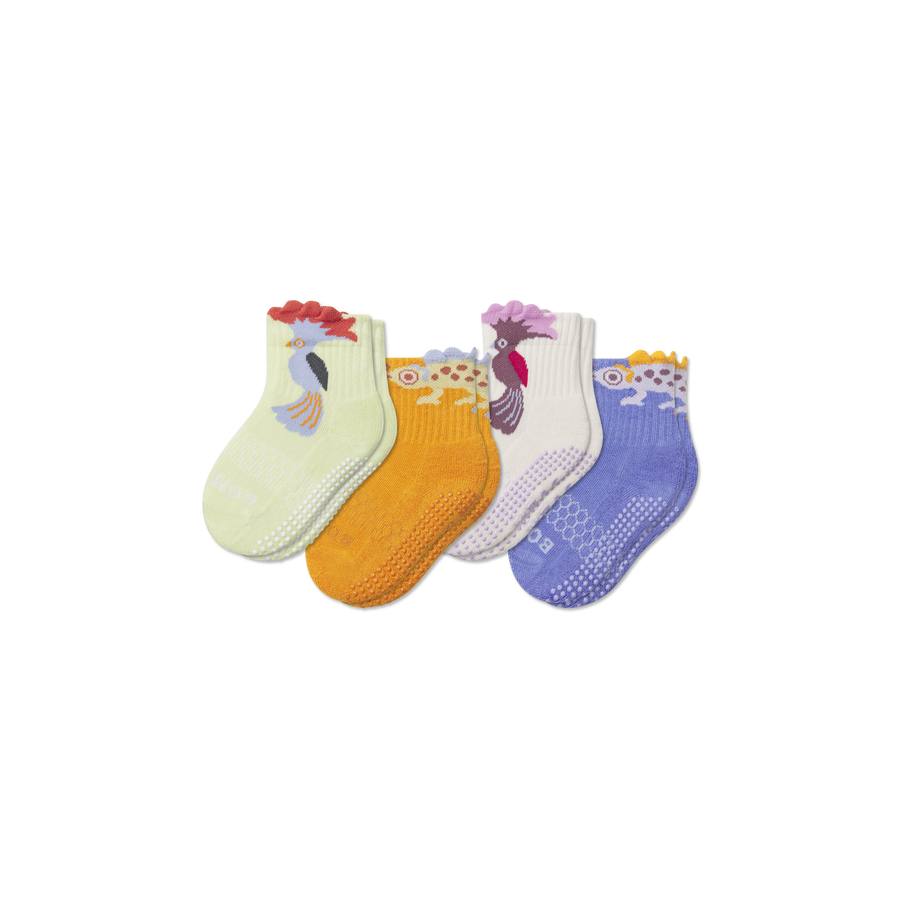 Toddler Rainforest Friends Gripper Calf Sock 4-Pack - Outdoor Court Wear