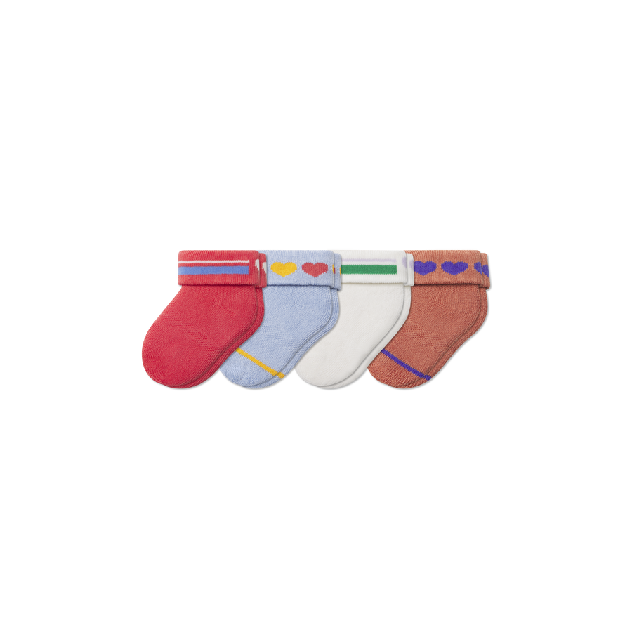 Baby Hearts Sock 4-Pack (0-6 Months) - Easy Run Comfort