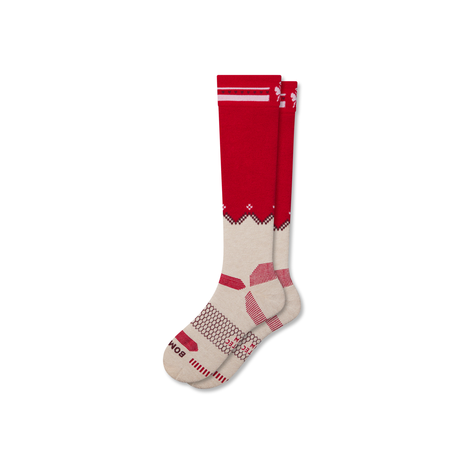 Full-Cushion Merino Wool Ski & Snowboard Socks - heritage red L [9715]