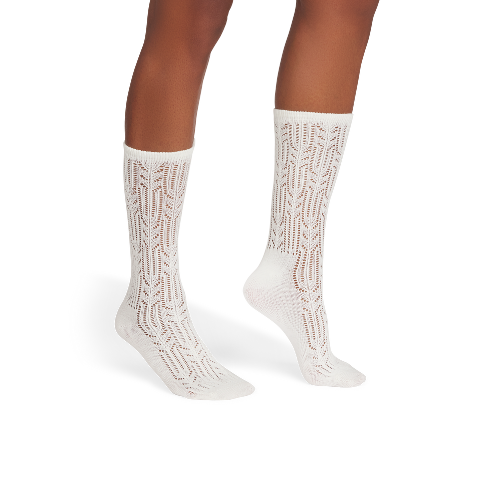 Pointelle Calf Socks - soft white WO1 [9728]