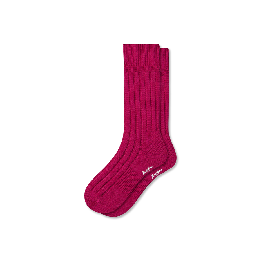 Women's Merino Cashmere Blend Rib Calf Socks - Easy Hike Support