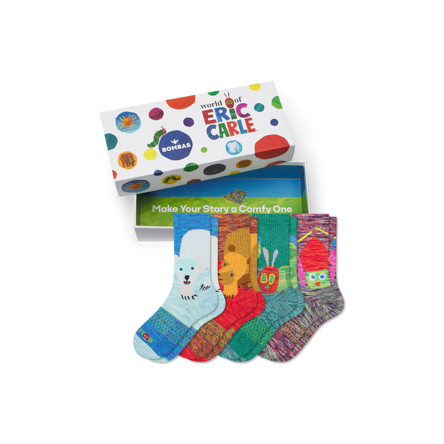 Youth Eric Carle Calf Sock 4-Pack Gift Box - School Day Fit
