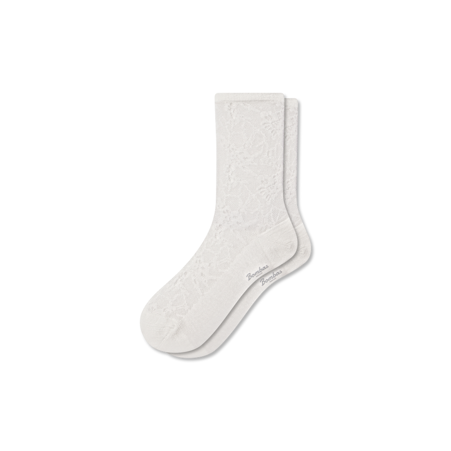 Women’s Floral Lace Half Calf Socks - Daily Cushion