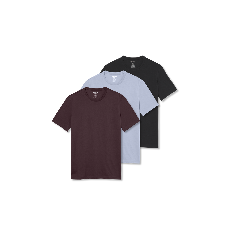 Men's Pima Cotton Slim Crew Neck T-Shirt 3-Pack - Smooth Off Duty Wear