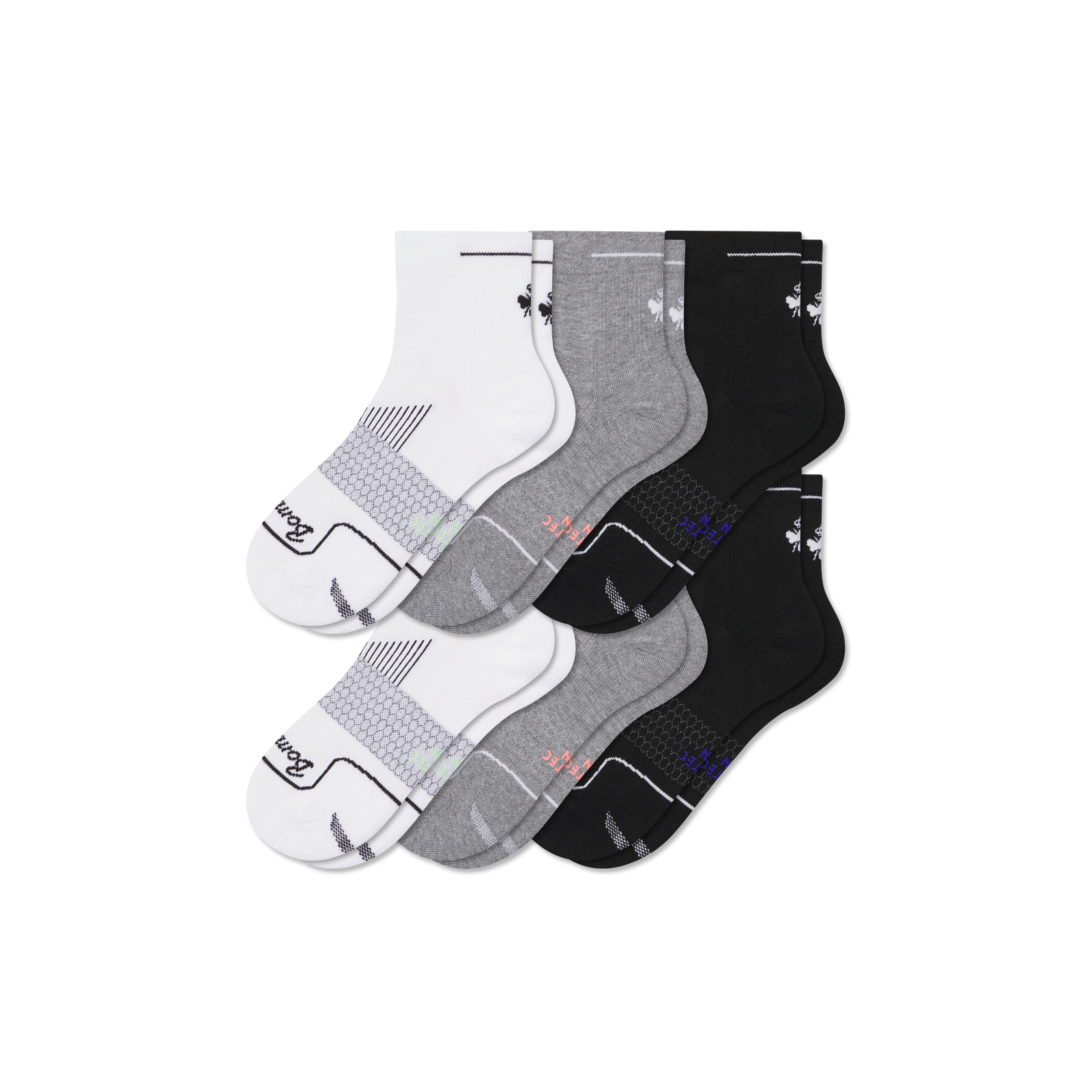 Women's Running Quarter Sock 6-Pack - Black Core Mix