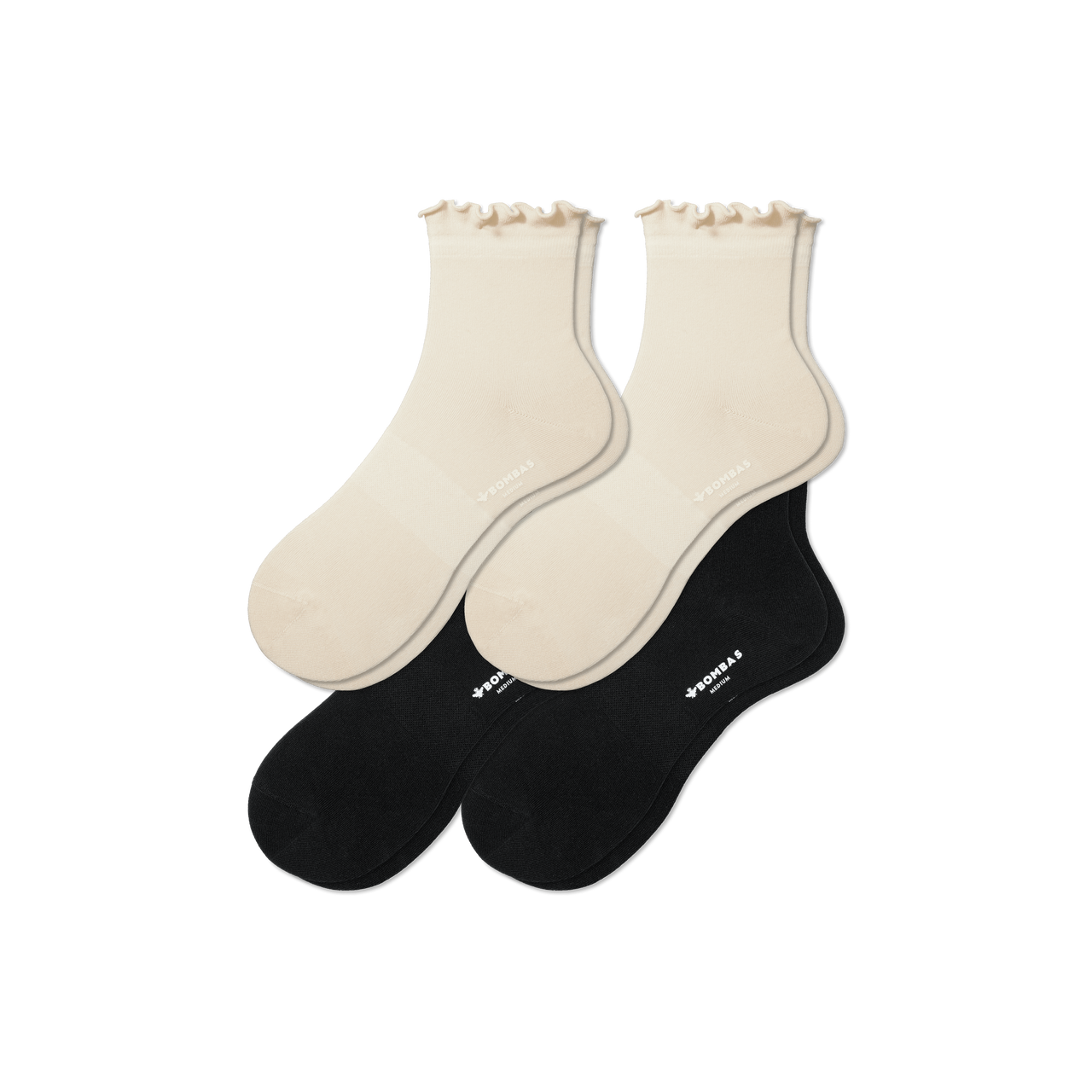 Women's Lightweight Frill Quarter Sock Black Husk Mix 4-Pack L
