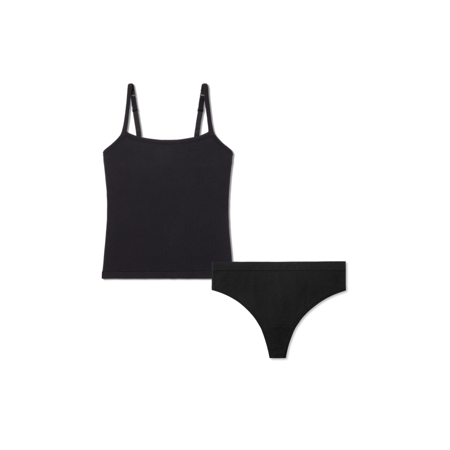 Women's Built-In Bra Seamless Cami + Thong Pack - Classic All Day Comfort