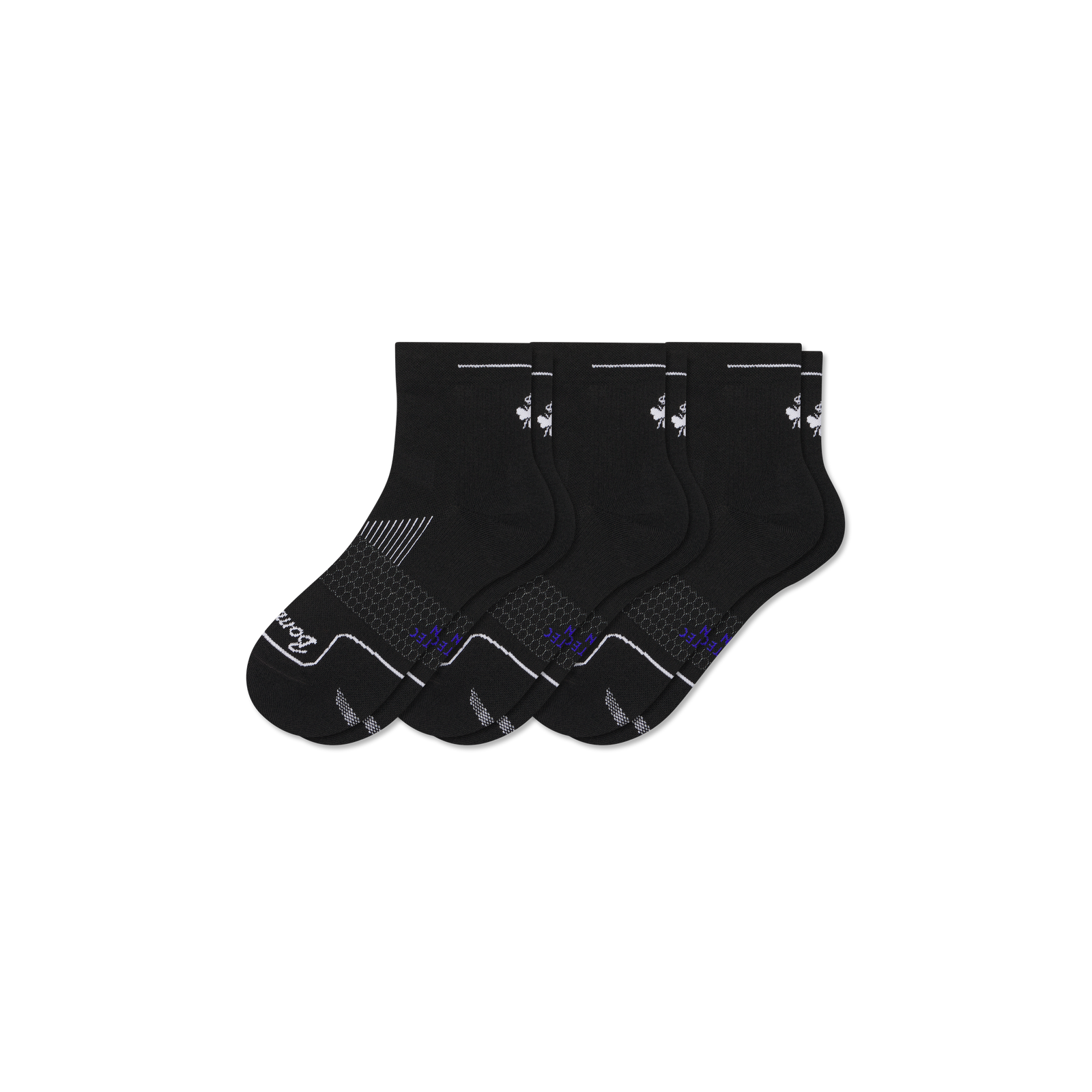 Women's Running Quarter Sock 3-Pack - Black Mix