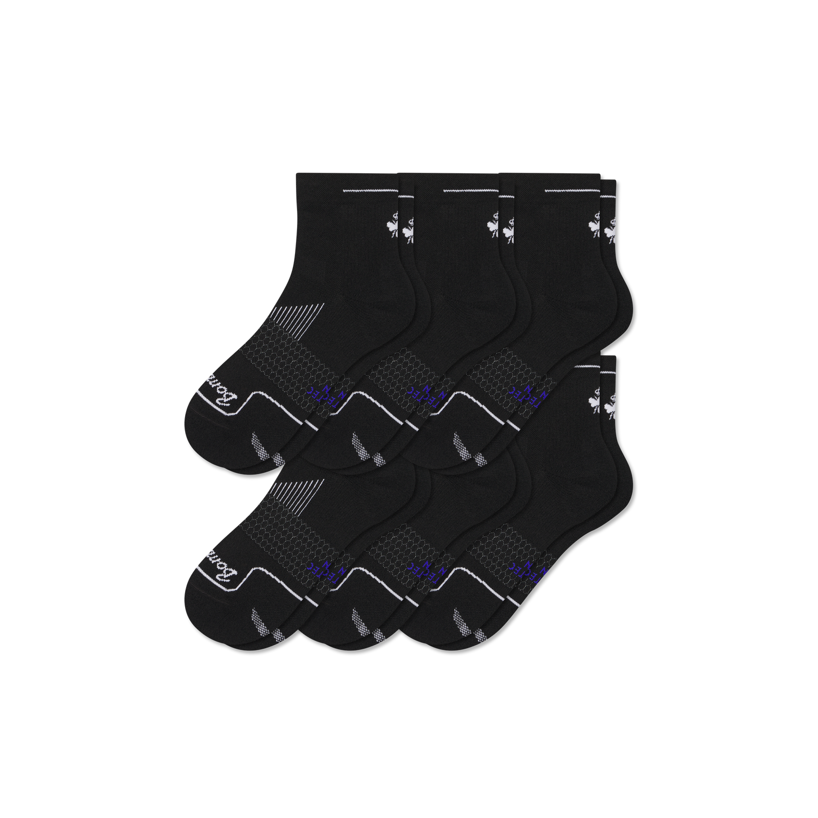 Women's Running Quarter Sock 6-Pack - Black Mix