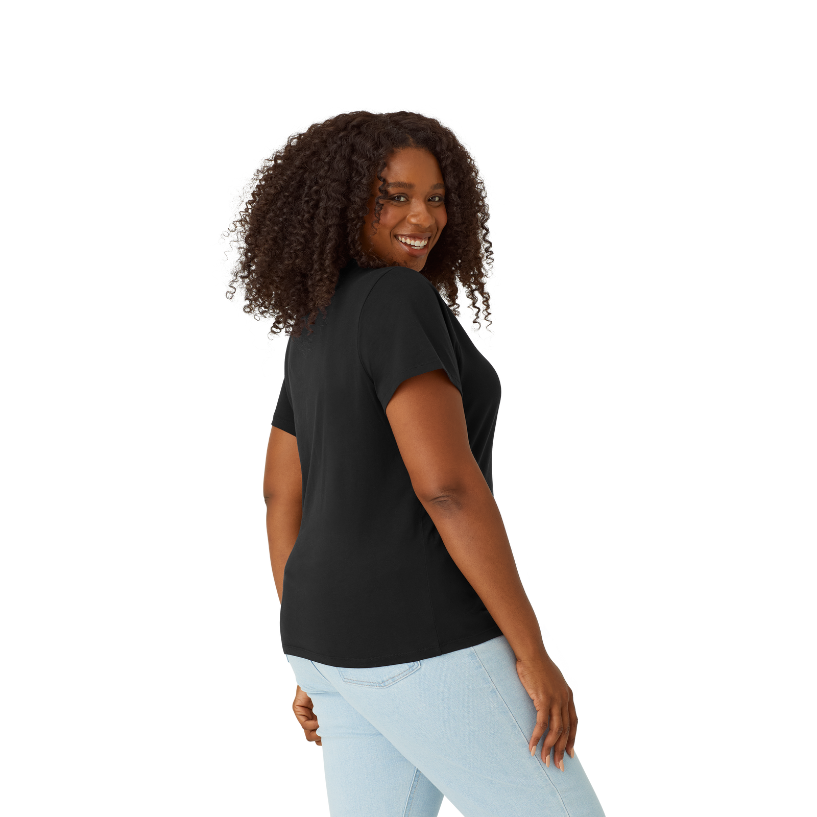 Women's Pima Cotton Crew Neck T-Shirt 6-Pack - black - 25