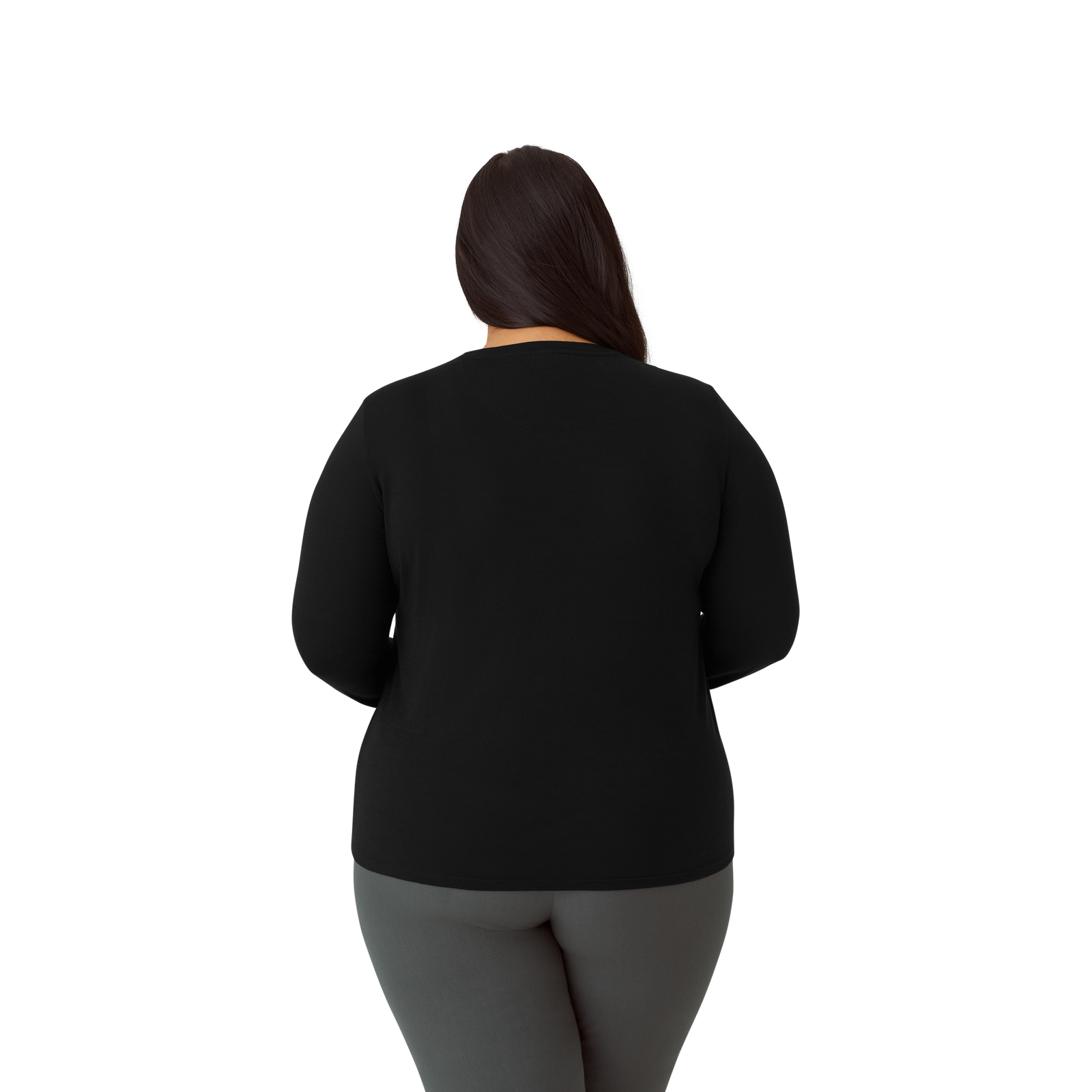 Merino Wool Crew Neck Long Sleeve T-Shirt Black WO3