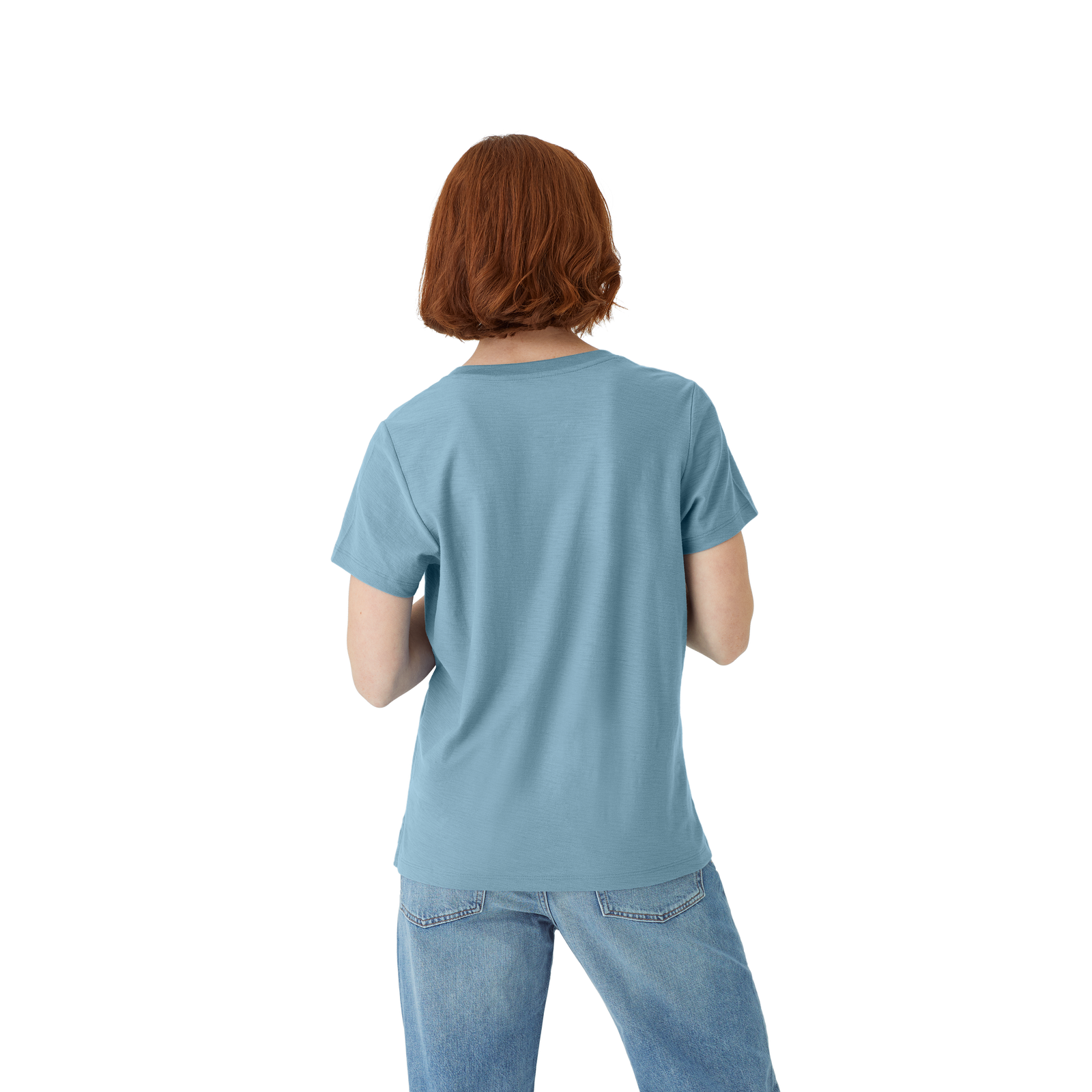 Air Slub V-Neck T-Shirt Bleached Denim WO4