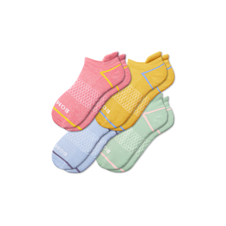 Women's Border Stripe Marl Ankle Sock 4-Pack - Blossom Aloe Mix