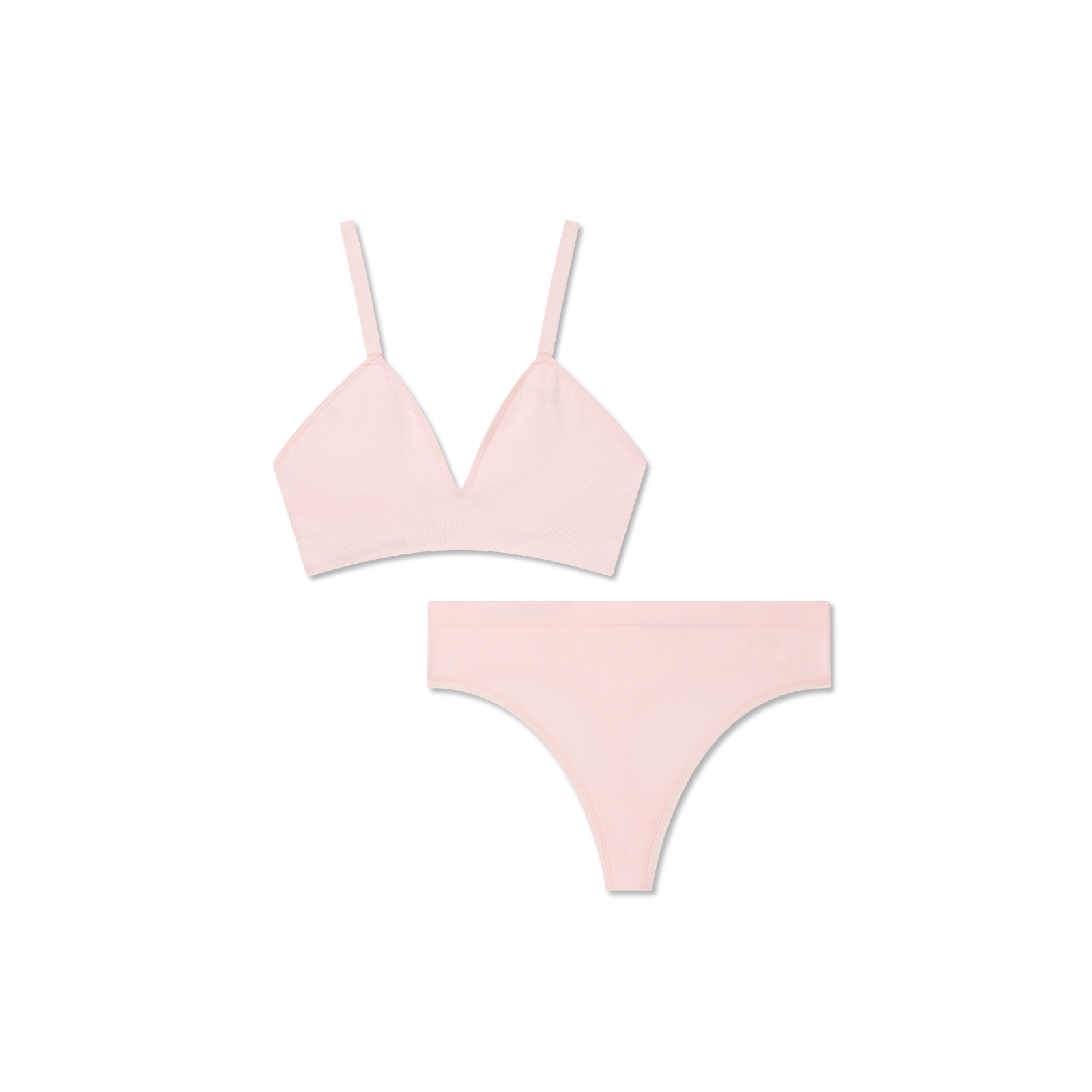 Women's Seamless Triangle Bralette + Thong - Blush
