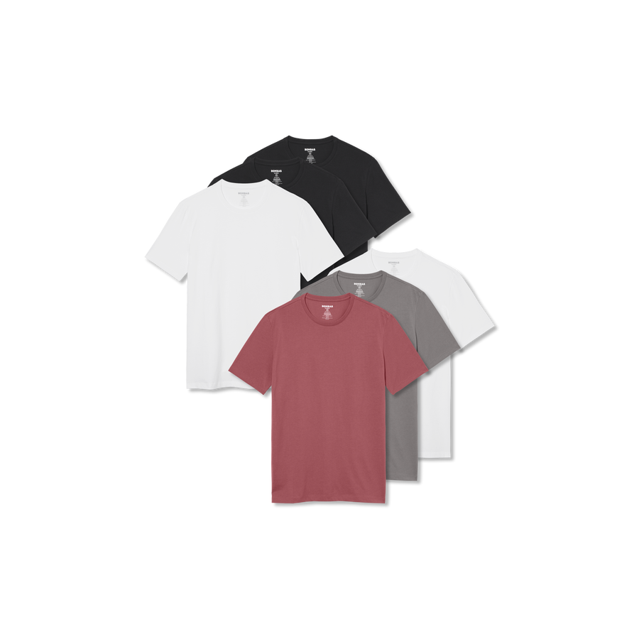 Men's Pima Cotton Slim Crew Neck T-Shirt 6-Pack - Light Lounge Fit