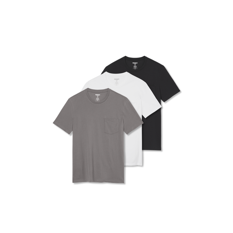 Men's Pima Cotton Pocket Crew Neck T-Shirt 3-Pack - Casual Off Duty Fit