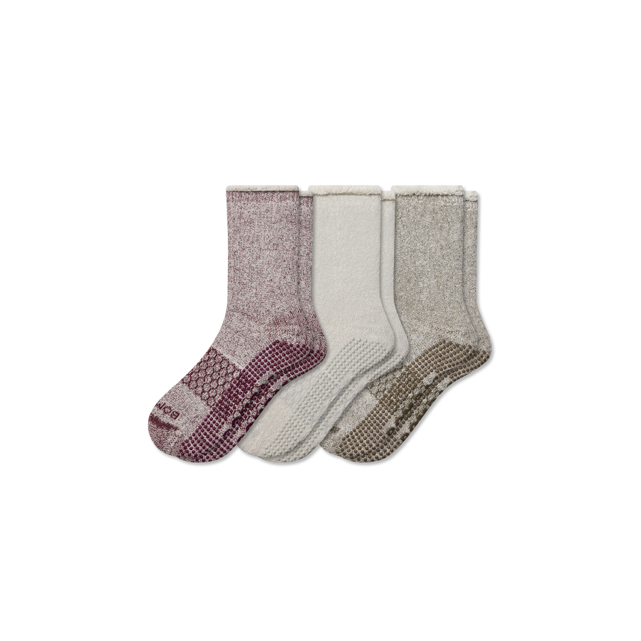Men’s Roll-Top Merino Blend Gripper House Sock 3-Pack - Smooth Comfort