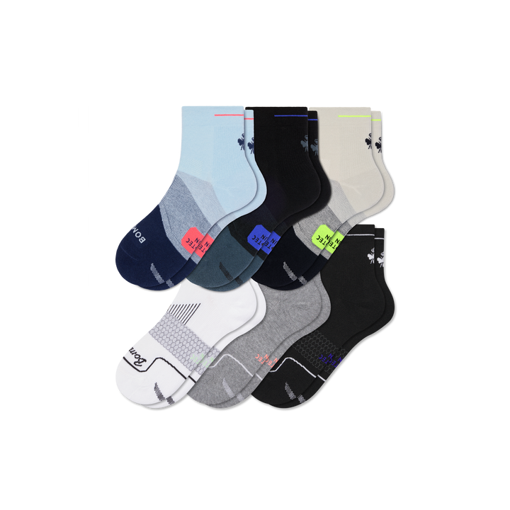 Men's Run Quarter Sock 6-Pack - cloud mist mix L