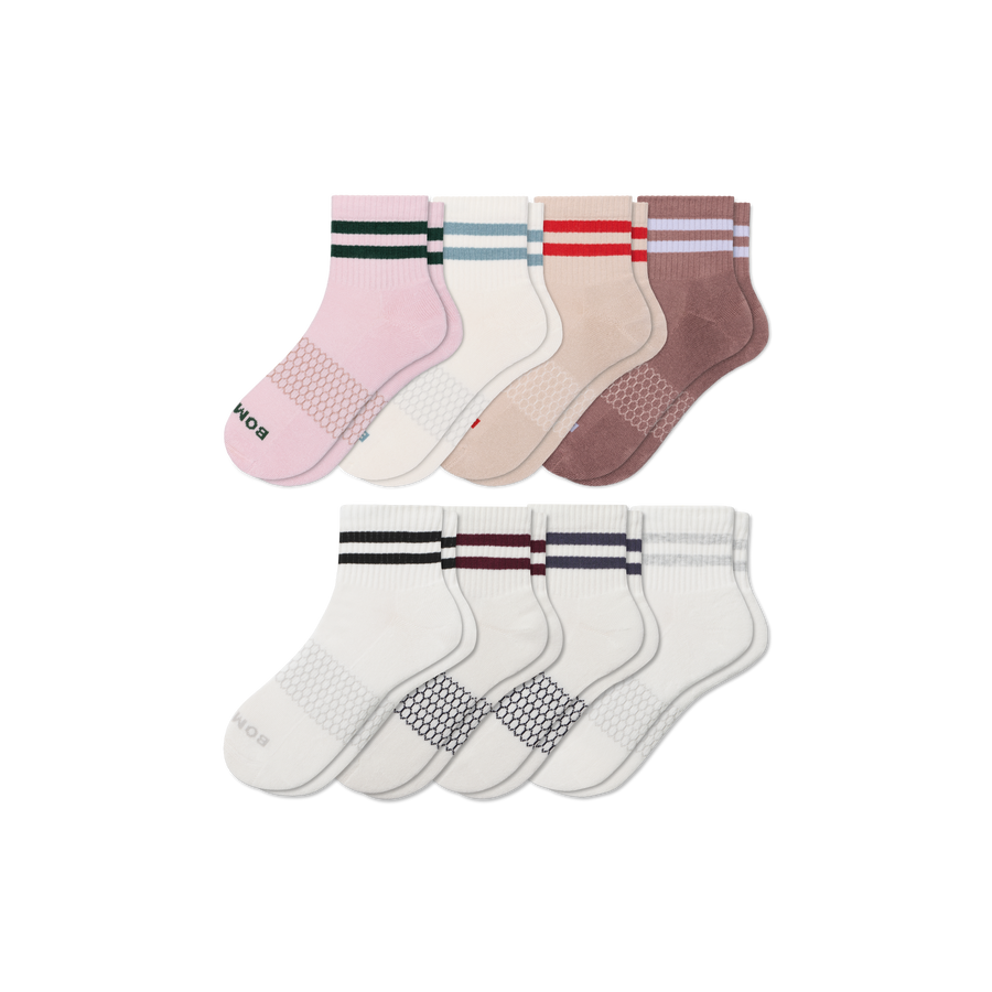 Women's Vintage Stripes Quarter Sock 8-Pack - Cozy Lounge Wear