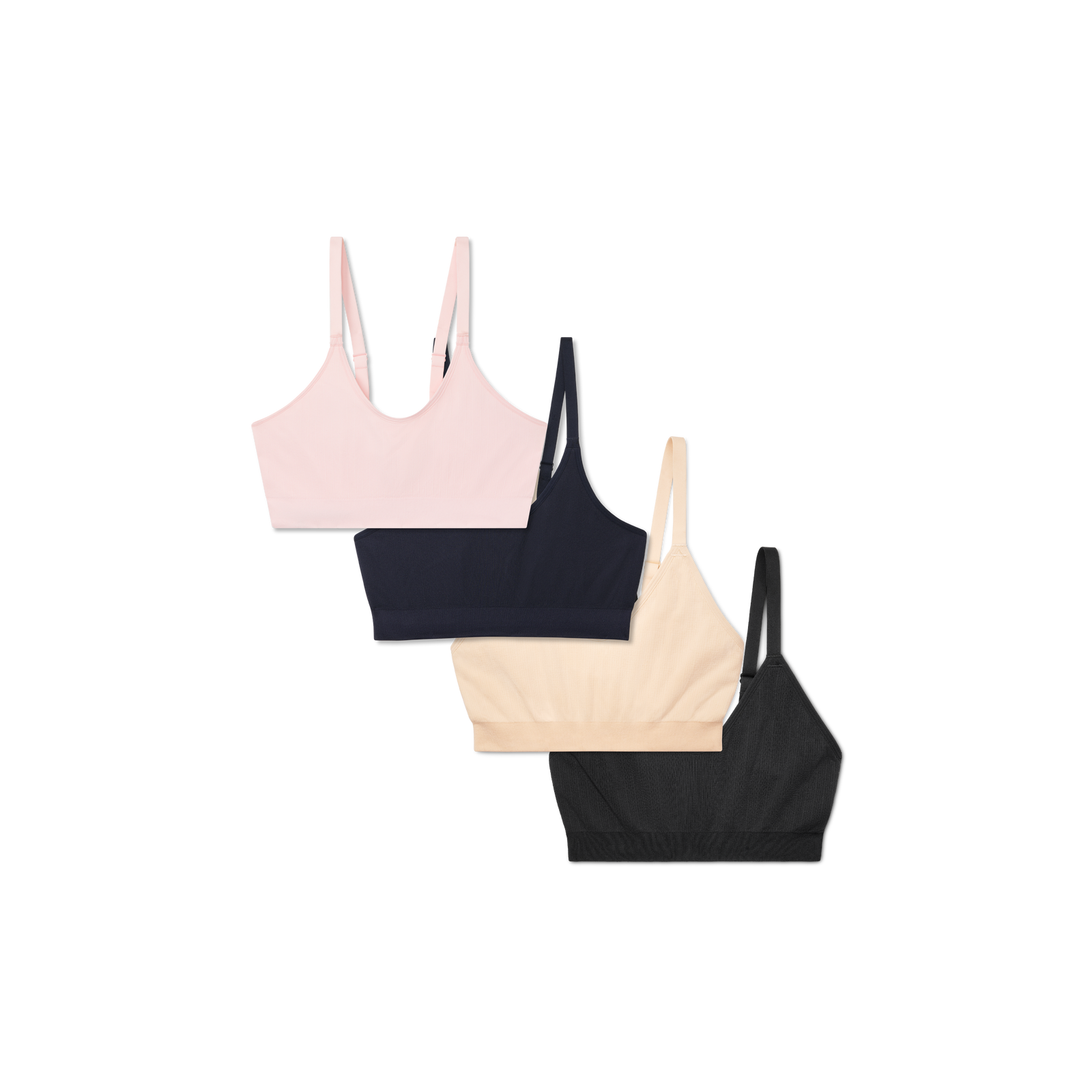 Women's Seamless Scoop Bralette 4-Pack - Dark Blush Mix L