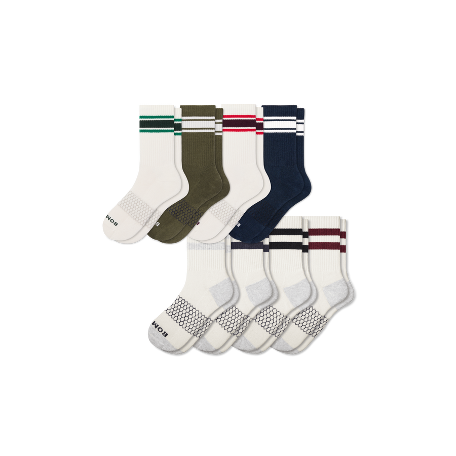 Men's Vintage Stripes Half Calf Sock 8-Pack - Soft Run Rotation
