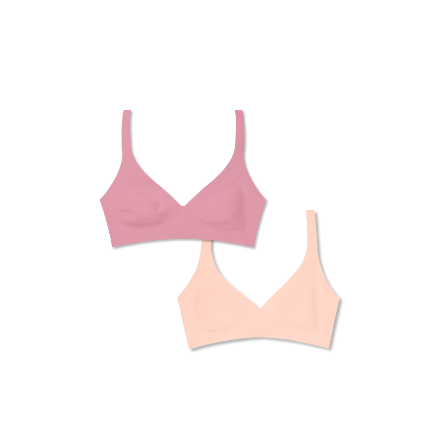 Women’s No Show Plunge Bralette 2-Pack - Easy Comfort Layer