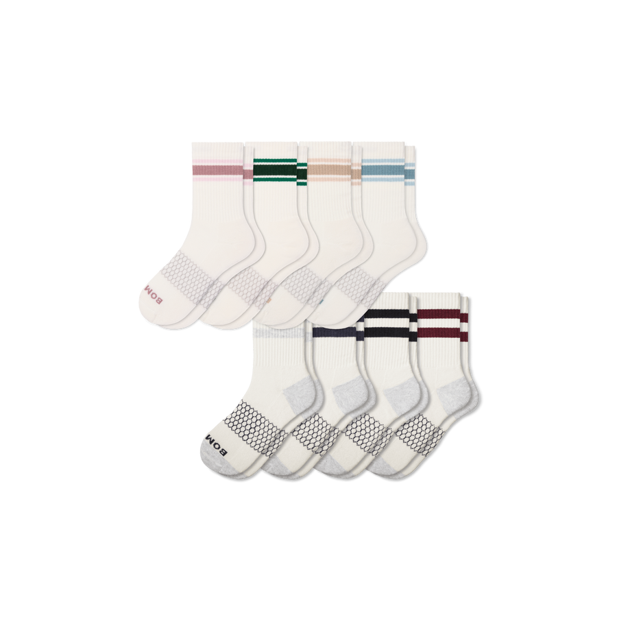 Women's Vintage Stripes Half Calf Sock 8-Pack - Cozy Ankle Step