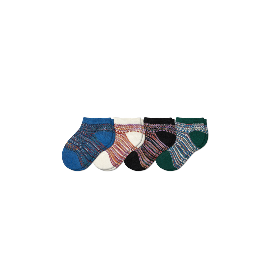 Toddler Lightweight Mosaic Ankle Sock 4-Pack - Easy No Show Wear
