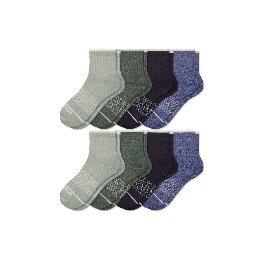Men's Merino Wool Blend Quarter Sock 8-Pack - Outdoor Run Cushion