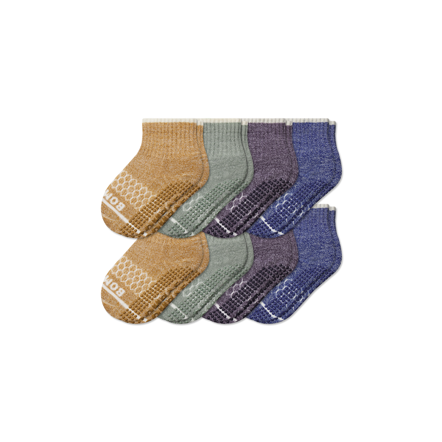 Toddler Merino Wool Blend Gripper Calf Sock 8-Pack - Outdoor Trail Rotation