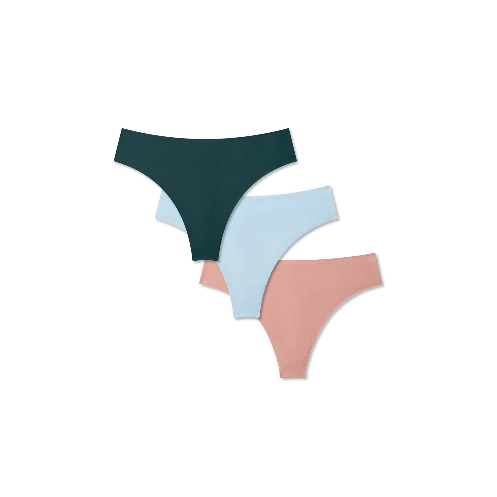 Women's No Show Thong 3-Pack - Glacier Teal Coco Mix L