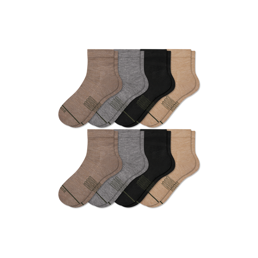 Women's Merino Wool Blend Modern Rib Quarter Sock 8-Pack - Modern Hike Support