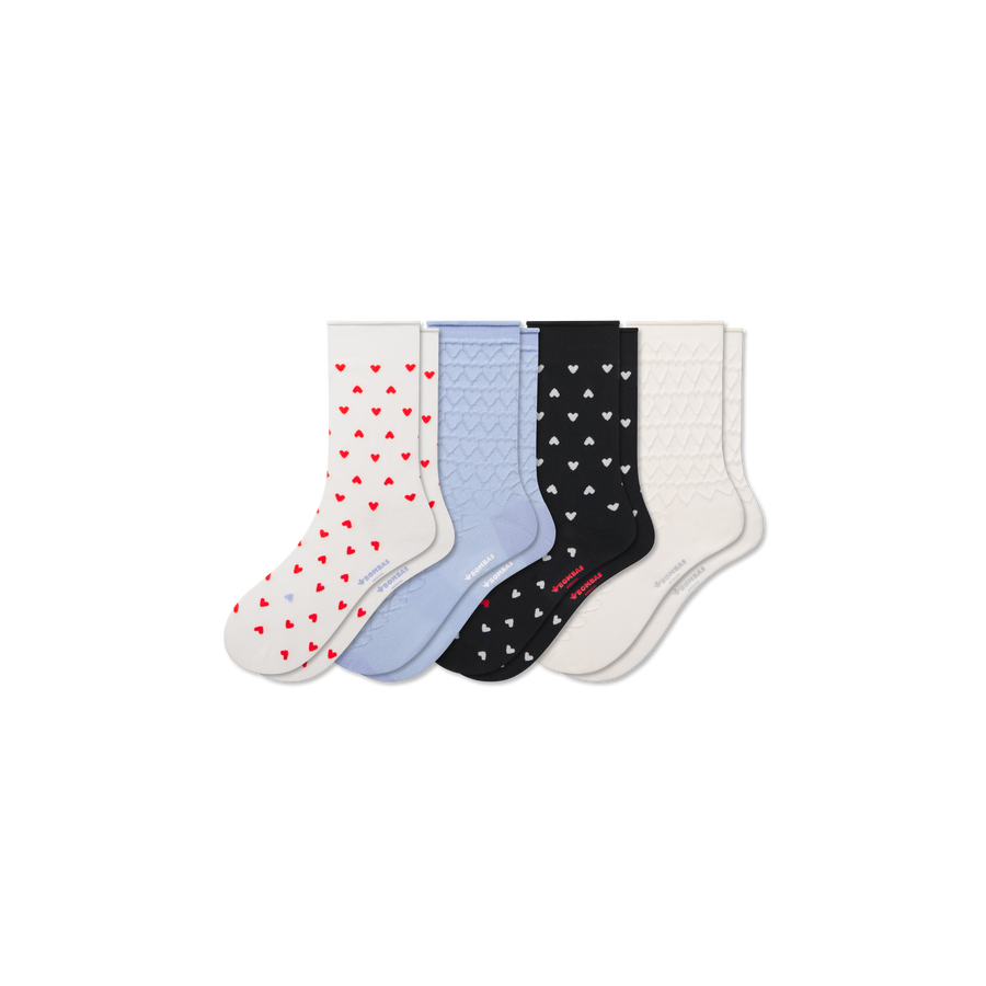 Women’s Hearts Half Calf Sock 4-Pack - Steady Run Comfort