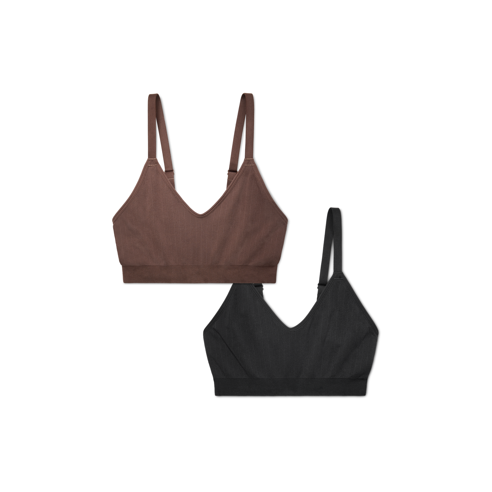 Women's Ribbed Seamless Bralette 2-Pack - hickory-mix - 16