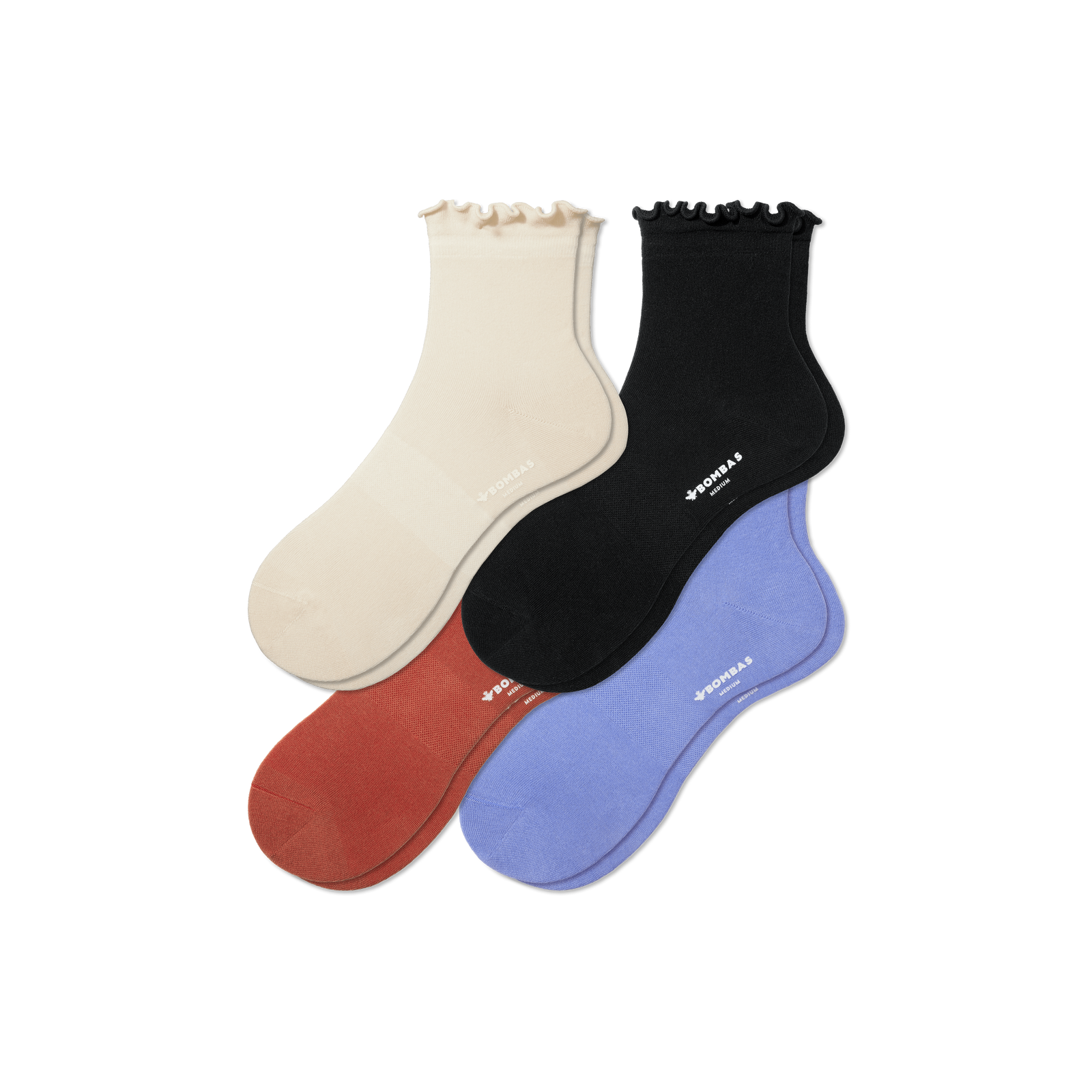 Women's Lightweight Frill Quarter Sock Iris Black Mix 4-Pack L