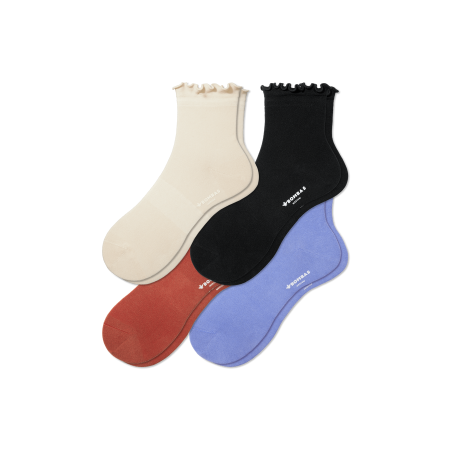 Women's Lightweight Frill Quarter Sock 4-Pack - Trail Run Fit