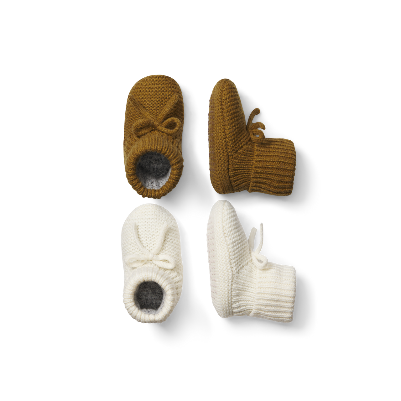 Baby Bow Gripper Slipper 2-Pack - Ivory x Desert Khaki / 6-12 L