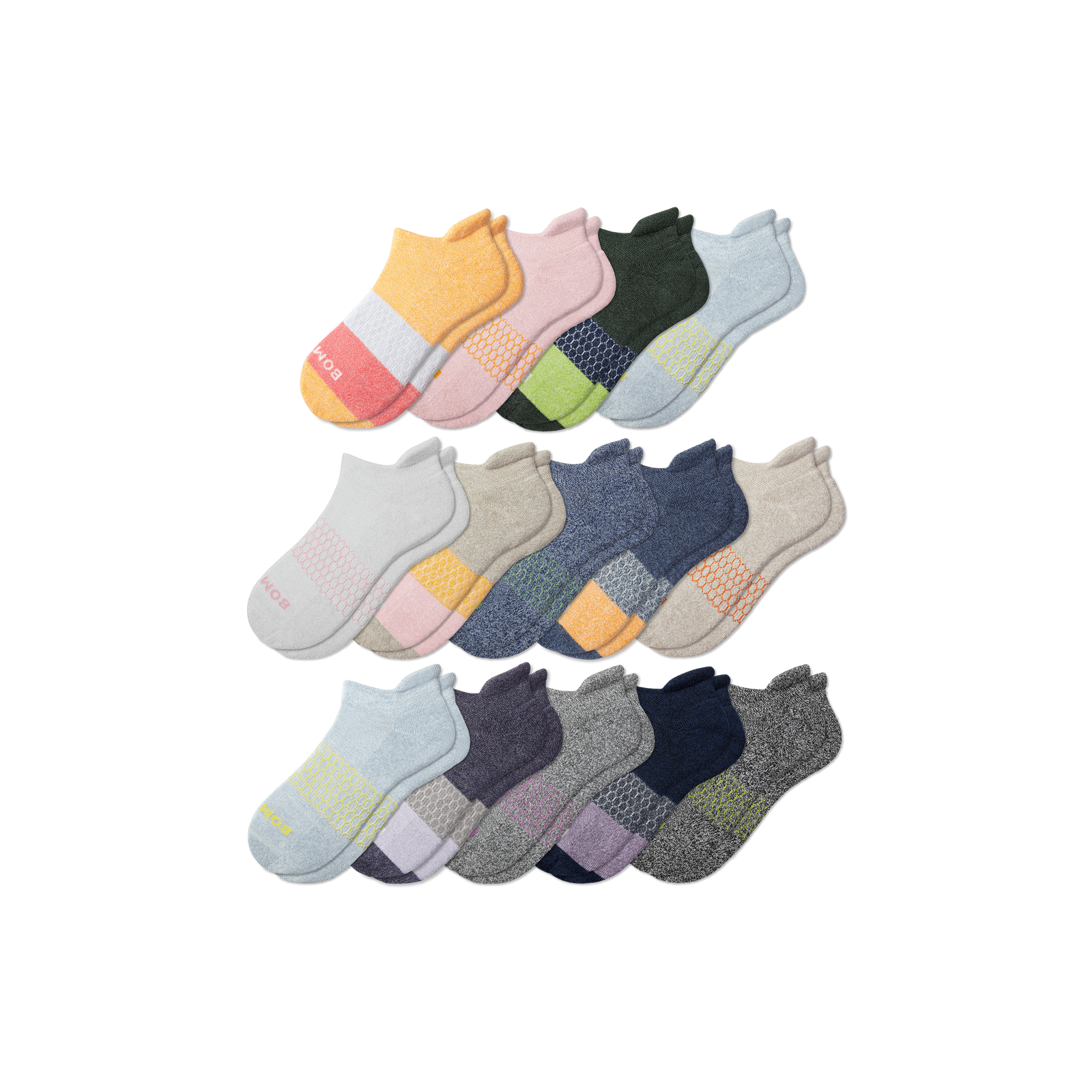 Youth Week of Bombas Ankle Sock 14-Pack Mango Ocean Mix L