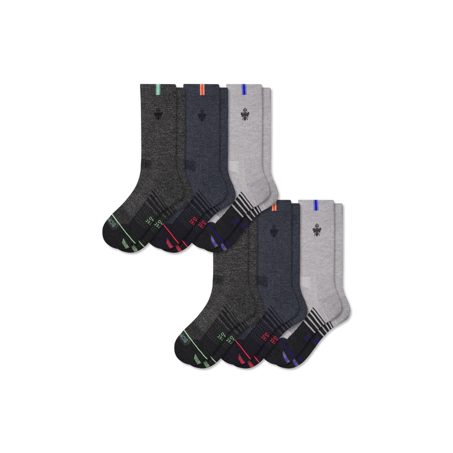 Men's Merino Wool Blend Run Calf Sock 6-Pack - Modern Support