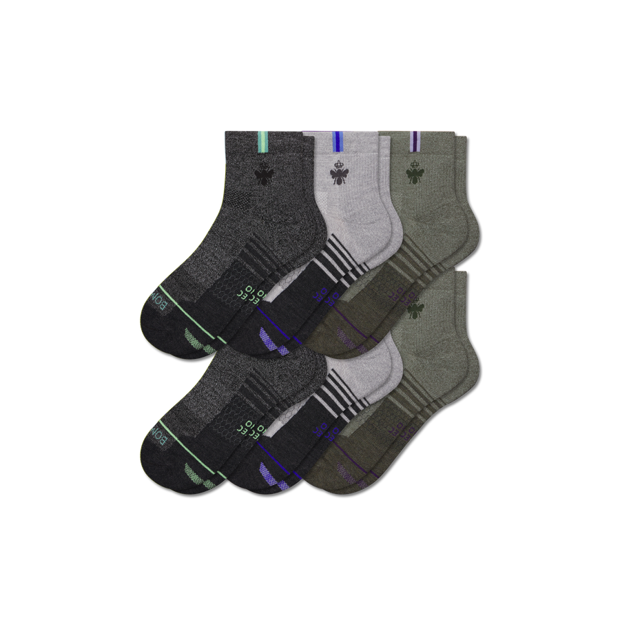 Women's Merino Wool Blend Run Quarter Sock 6-Pack - Run Weekend Pair