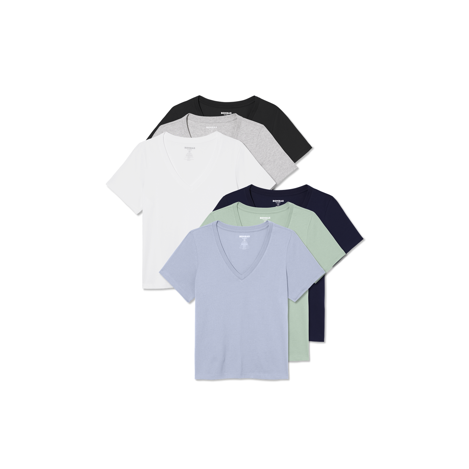 Women's Pima Cotton V-Neck T-Shirt 6-Pack - Mint Skysail Core Mix L