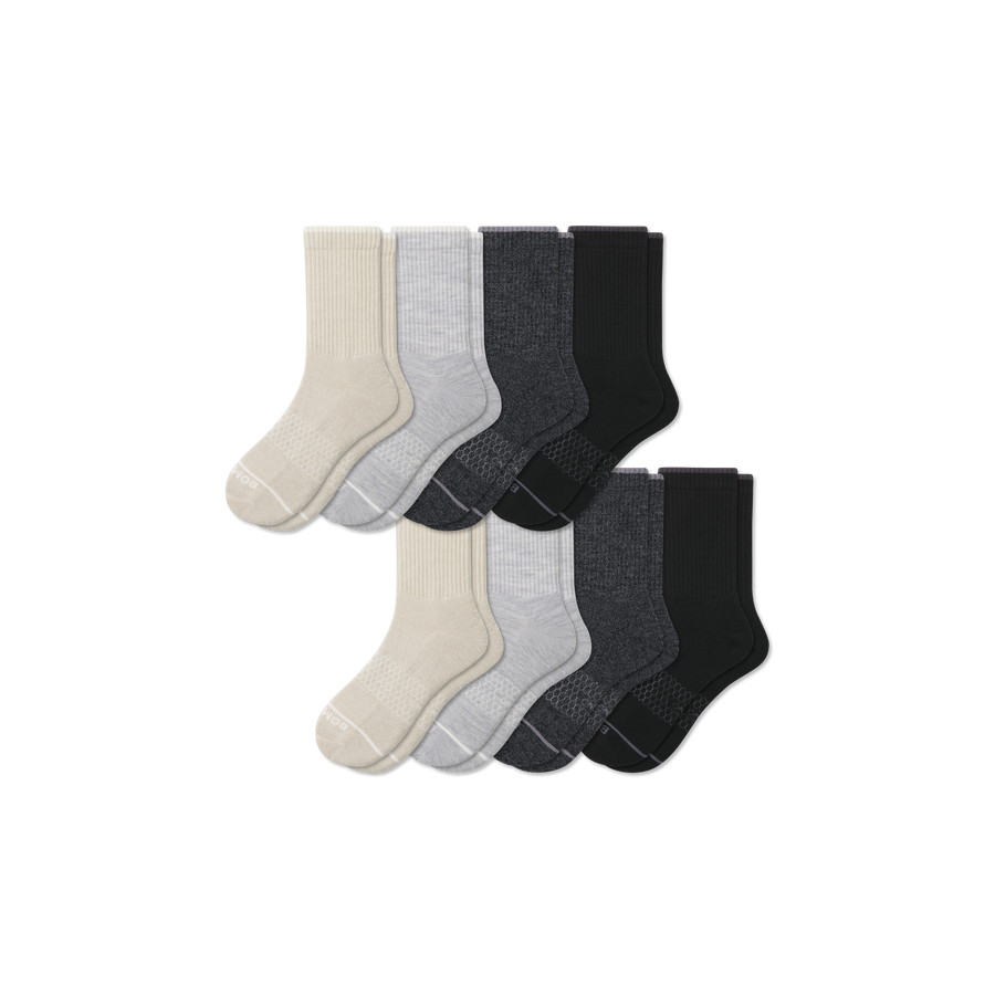 Men's Merino Wool Blend Half Calf Sock 8-Pack - Cushion Home Support