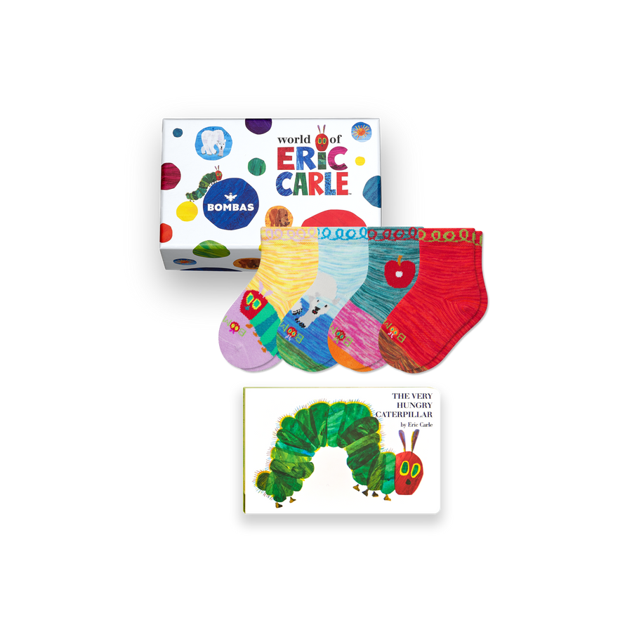 Toddler Eric Carle Lightweight Calf Sock 4-Pack Gift Box & Book - Weekend Home Carry