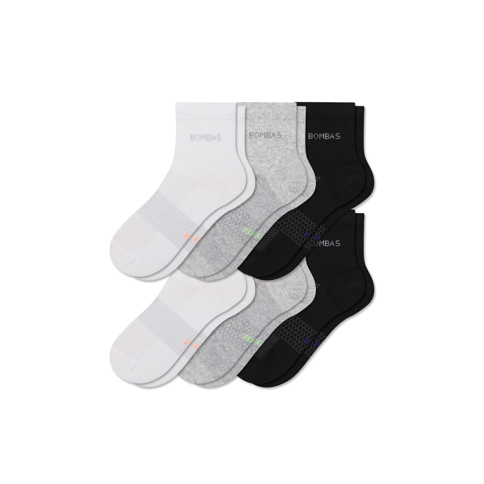 Lightweight Athletic Quarter Sock 6-Pack - multi mix L