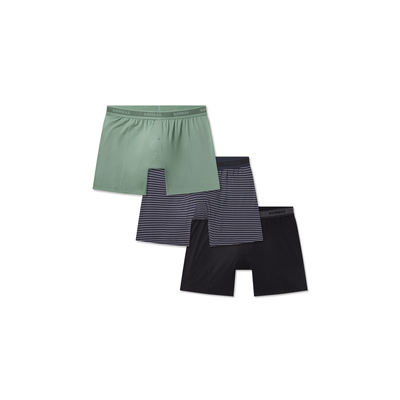 Men's Soft Flex Slim Boxer 3-Pack - Navy Sage Black Mix L
