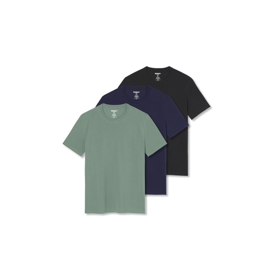 Men's Pima Cotton Crew Neck T-Shirt 3-Pack - Easy Tank Comfort
