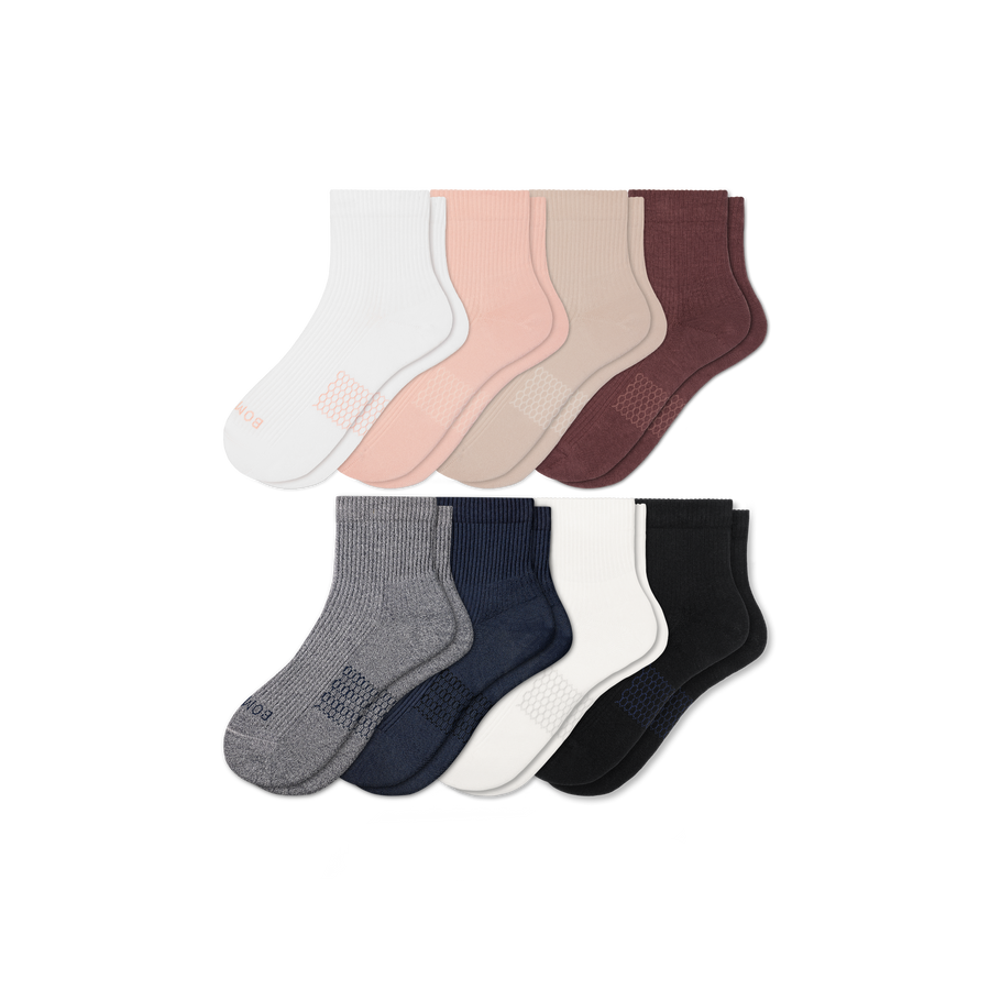 Women's Modern Rib Quarter Sock 8-Pack - Easy School Move