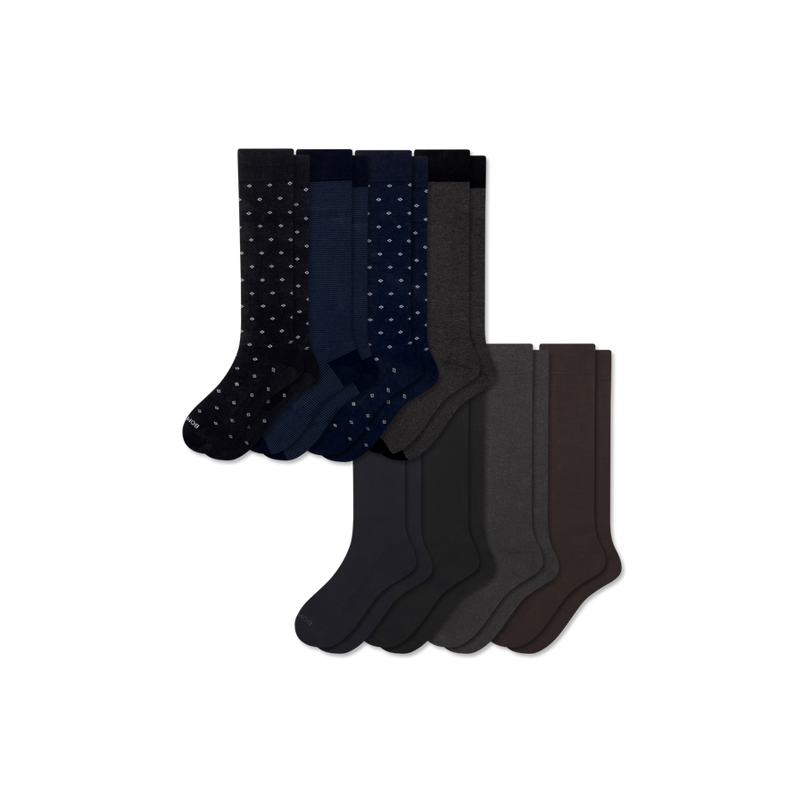 Men's Dress Over the Calf Sock 8-Pack - Soft Crew Step