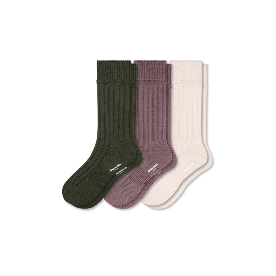 Men's Merino Cashmere Blend Rib Calf Sock 3-Pack - Everyday Office Rotation