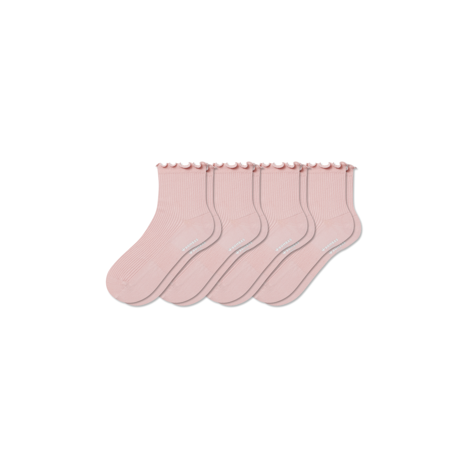Women's Ruffle Rib Quarter Sock 4-Pack - pale pink L